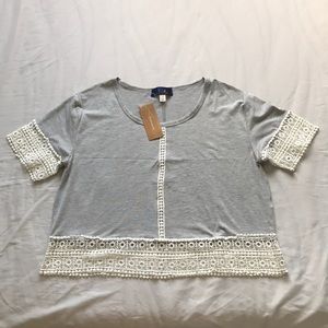 Francesca's Gray Cropped Blouse